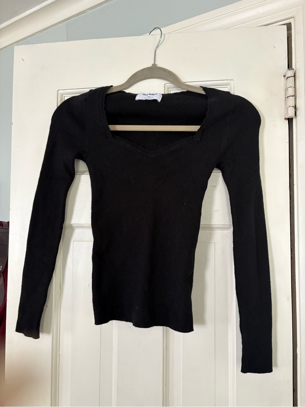 Old Navy Black Ribbed V-Neck Long Sleeve Top